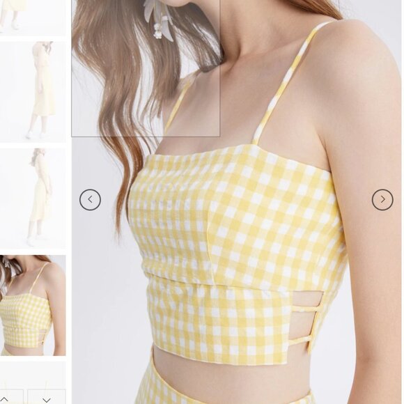 URBAN REVIVO Dress top skirt set Plaid A-Line Skirt - Picture 7 of 9